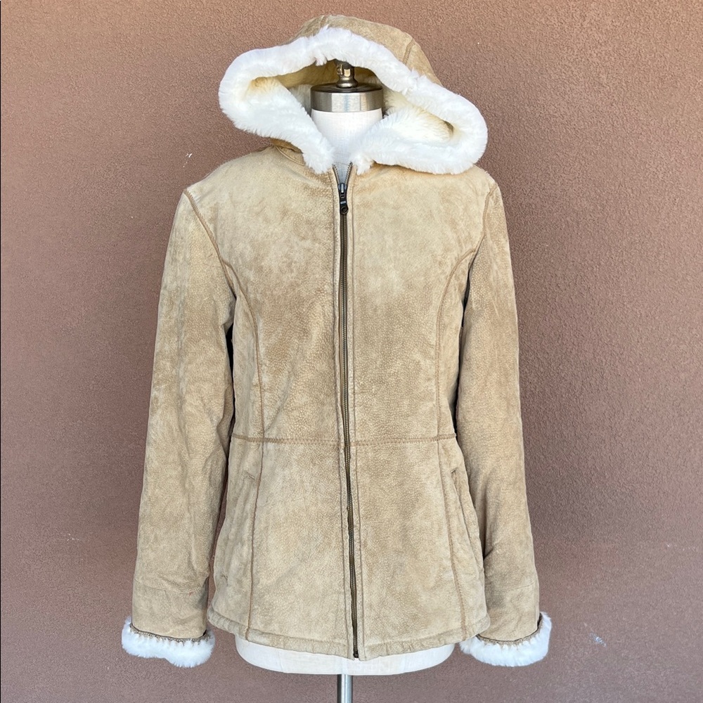 Wilsons Leather Cream Teddy Jacket with Faux Fur